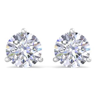 5 Carat Lab Grown Diamond Earrings In 14 Karat White Gold, Martini Setting