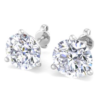 5 Carat Lab Grown Diamond Earrings In 14 Karat White Gold, Martini Setting