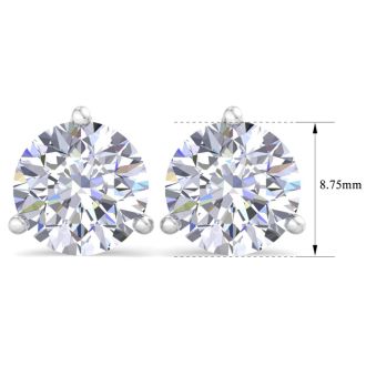 5 Carat Lab Grown Diamond Earrings In 14 Karat White Gold, Martini Setting