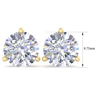 5 Carat Lab Grown Diamond Earrings In 14 Karat Yellow Gold, Martini Setting