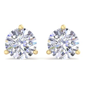 8 Carat Lab Grown Diamond Earrings In 14 Karat Yellow Gold, Martini Setting