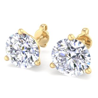 8 Carat Lab Grown Diamond Earrings In 14 Karat Yellow Gold, Martini Setting