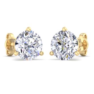 8 Carat Lab Grown Diamond Earrings In 14 Karat Yellow Gold, Martini Setting