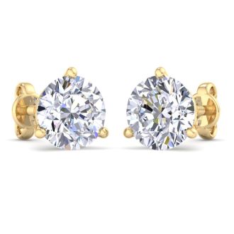 8 Carat Lab Grown Diamond Earrings In 14 Karat Yellow Gold, Martini Setting