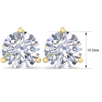 8 Carat Lab Grown Diamond Earrings In 14 Karat Yellow Gold, Martini Setting