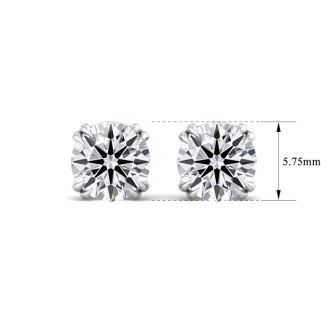 1 1/2 Carat Lab Grown Diamond Earrings In 14 Karat White Gold, Double Prong Setting
