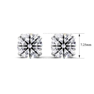 3 Carat Lab Grown Diamond Earrings In 14 Karat White Gold, Double Prong Setting