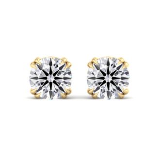 3 Carat Lab Grown Diamond Earrings In 14 Karat Yellow Gold, Double Prong Setting