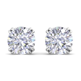 8 Carat Lab Grown Diamond Earrings In 14 Karat White Gold, Double Prong Setting