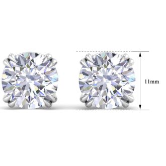 10 Carat Lab Grown Diamond Earrings In 14 Karat White Gold, Double Prong Setting