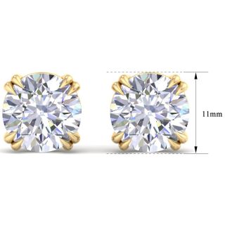 10 Carat Lab Grown Diamond Earrings In 14 Karat Yellow Gold, Double Prong Setting