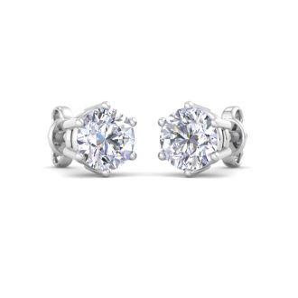 1 1/2 Carat Lab Grown Diamond Earrings In 14 Karat White Gold, 6-Prong Setting