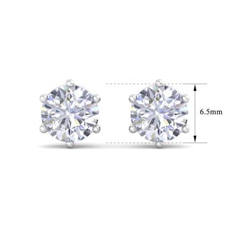 2 Carat Lab Grown Diamond Earrings In 14 Karat White Gold, 6-Prong Setting