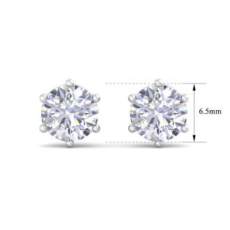 2 Carat Lab Grown Diamond Earrings In 14 Karat White Gold, 6-Prong Setting