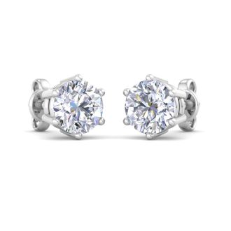 3 Carat Lab Grown Diamond Earrings In 14 Karat White Gold, 6-Prong Setting