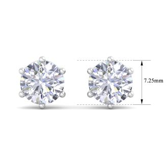 3 Carat Lab Grown Diamond Earrings In 14 Karat White Gold, 6-Prong Setting