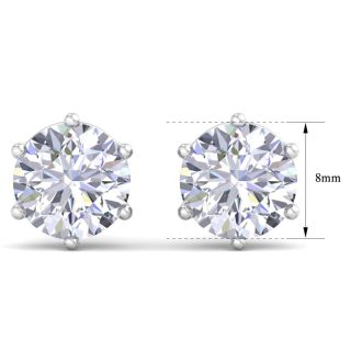 4 Carat Lab Grown Diamond Earrings In 14 Karat White Gold, 6-Prong Setting