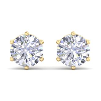 4 Carat Lab Grown Diamond Earrings In 14 Karat Yellow Gold, 6-Prong Setting