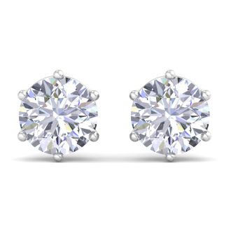 5 Carat Lab Grown Diamond Earrings In 14 Karat White Gold, 6-Prong Setting