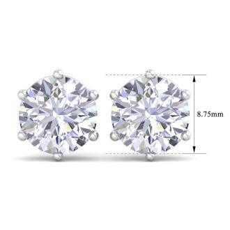 5 Carat Lab Grown Diamond Earrings In 14 Karat White Gold, 6-Prong Setting