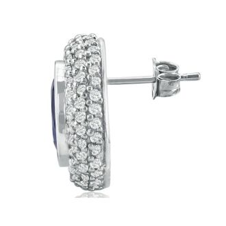 5 1/2ct Sapphire and Diamond Earrings in 14k White Gold