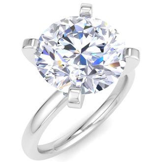 5 Carat Round Shape Lab Grown Diamond Ring In 14K White Gold, Solitaire