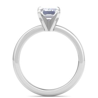 2 Carat Emerald Cut Lab Grown Diamond Ring In 14K White Gold, Solitaire