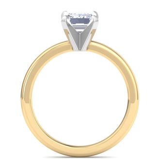 2 Carat Emerald Cut Lab Grown Diamond Ring In 14K Yellow Gold, Solitaire