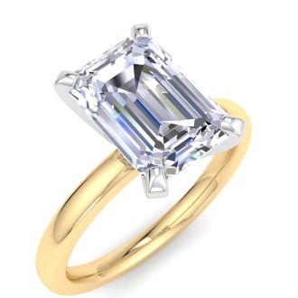 3 Carat Emerald Cut Lab Grown Diamond Ring In 14K Yellow Gold, Solitaire