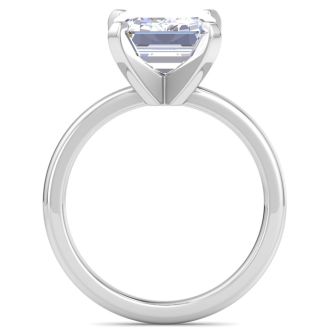 5 Carat Emerald Cut Lab Grown Diamond Ring In 14K White Gold, Solitaire