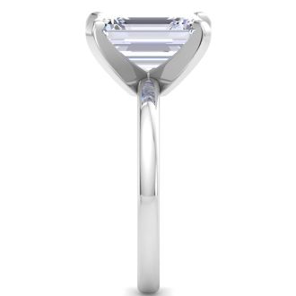 5 Carat Emerald Cut Lab Grown Diamond Ring In 14K White Gold, Solitaire
