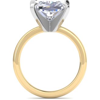 5 Carat Cushion Cut Lab Grown Diamond Ring In 14K Yellow Gold, Solitaire