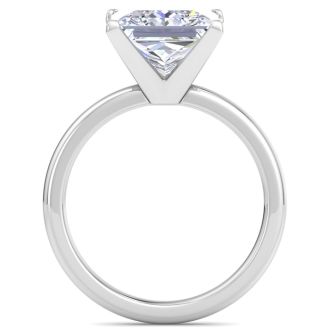 5 Carat Princess Cut Lab Grown Diamond Ring In 14K White Gold, Solitaire