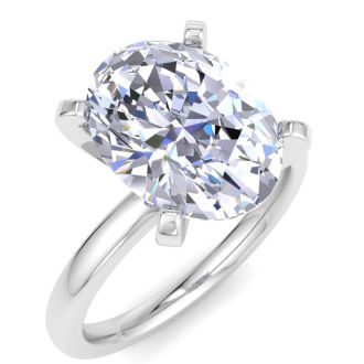 4 Carat Oval Shape Lab Grown Diamond Ring In 14K White Gold, Solitaire