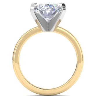 5 Carat Oval Shape Lab Grown Diamond Ring In 14K Yellow Gold, Solitaire