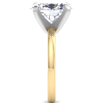 5 Carat Oval Shape Lab Grown Diamond Ring In 14K Yellow Gold, Solitaire