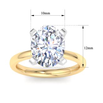 5 Carat Oval Shape Lab Grown Diamond Ring In 14K Yellow Gold, Solitaire