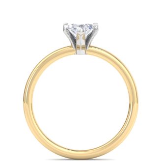 1 Carat Marquise Shape Lab Grown Diamond Ring In 14K Yellow Gold, Solitaire