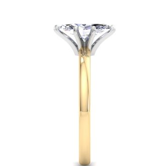 1 Carat Marquise Shape Lab Grown Diamond Ring In 14K Yellow Gold, Solitaire