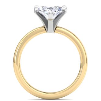3 Carat Marquise Shape Lab Grown Diamond Ring In 14K Yellow Gold, Solitaire