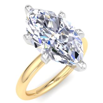 4 Carat Marquise Shape Lab Grown Diamond Ring In 14K Yellow Gold, Solitaire