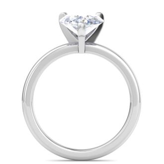 3 Carat Pear Shape Lab Grown Diamond Ring In 14K White Gold, Solitaire