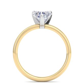 1 Carat Heart Shape Lab Grown Diamond Ring In 14K Yellow Gold, Solitaire