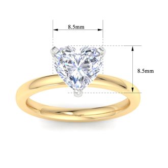2 Carat Heart Shape Lab Grown Diamond Ring In 14K Yellow Gold, Solitaire