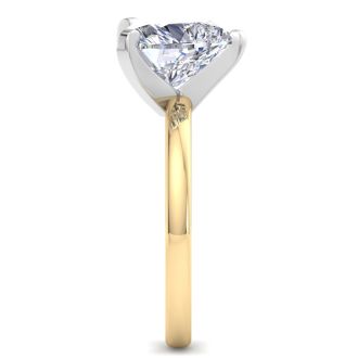 3 Carat Heart Shape Lab Grown Diamond Ring In 14K Yellow Gold, Solitaire