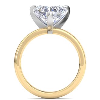 4 Carat Heart Shape Lab Grown Diamond Ring In 14K Yellow Gold, Solitaire