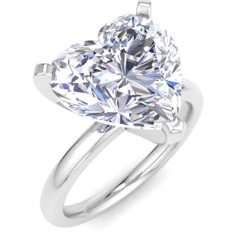 5 Carat Heart Shape Lab Grown Diamond Ring In 14K White Gold, Solitaire
