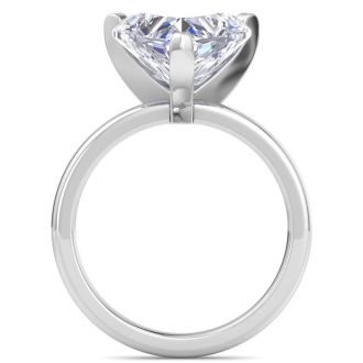 5 Carat Heart Shape Lab Grown Diamond Ring In 14K White Gold, Solitaire