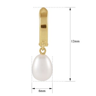 Pearl Drop Earrings With 5.5-6MM Freshwater Cultured Pearls In 14 Karat Yellow Gold, 1/2 Inch