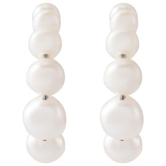 Pearl Drop Earrings With Freshwater Cultured Pearls In Sterling Silver, 1 Inch